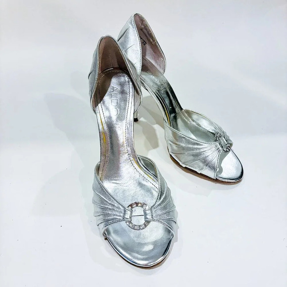ALDO Mogalecity silver open  toe sandals - Picture 4 of 9